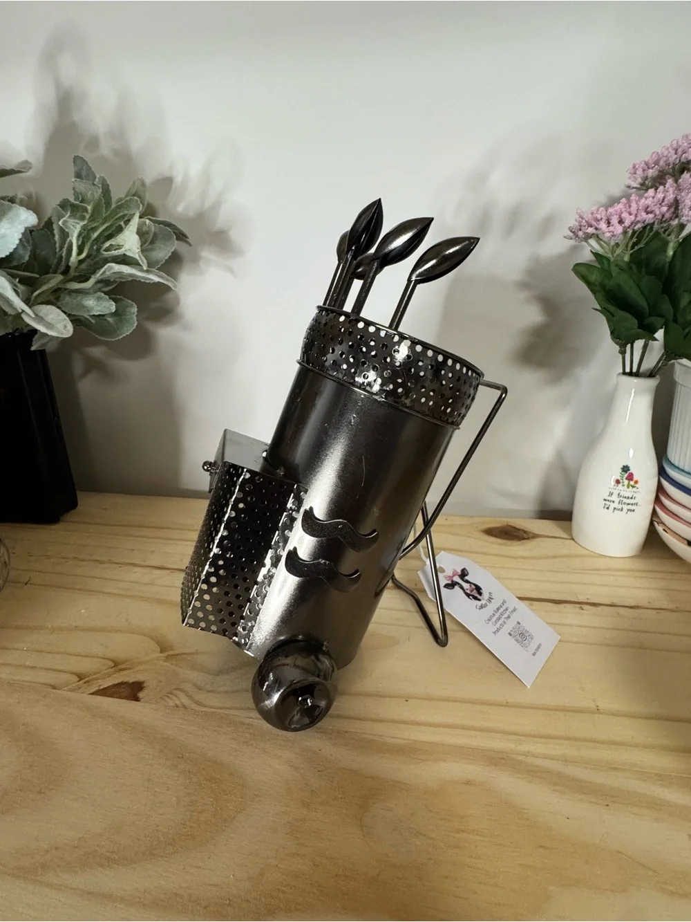 Metallic Black Wine Bottle and Utensil Holder - Home Dining